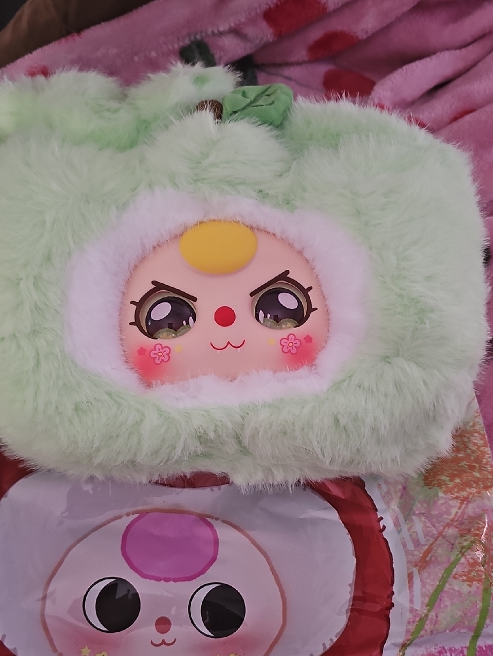 Baby 3 Plush Green Apple Character Kids Toy Handbag